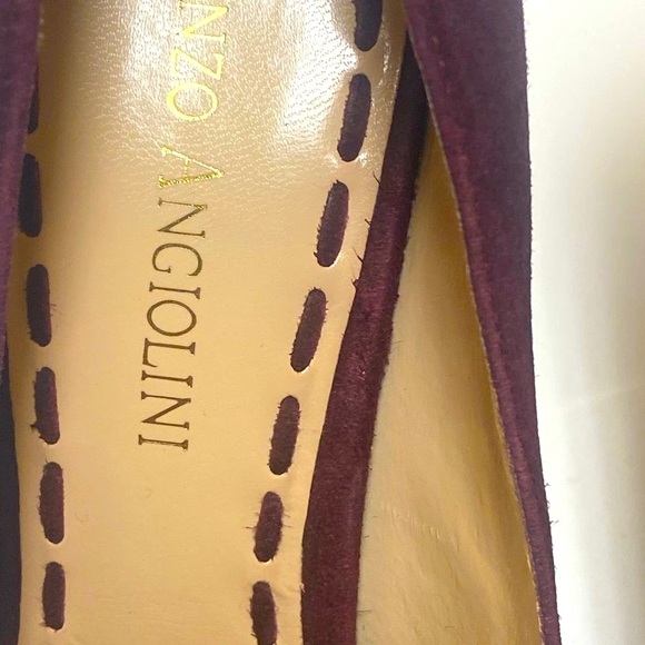 Enzo Angiolini Ruffle Bow Peep Toe Suede Pump in Cranberry - Picture 6 of 7